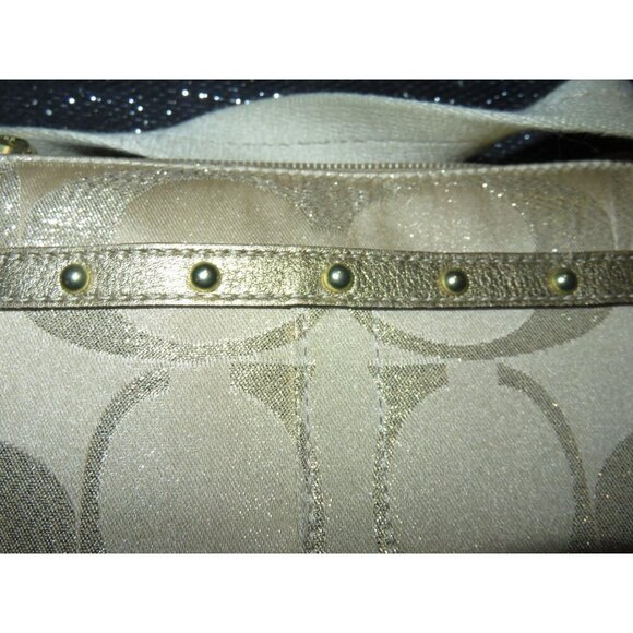 Coach 2008 Cursive Creed Shimmer Gold Studs Swingpack Crossbody Limited Edition - Picture 8 of 14